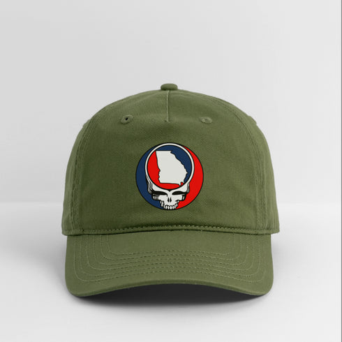 Georgia Map Stealie Grateful Dead Dad Hat - olive green