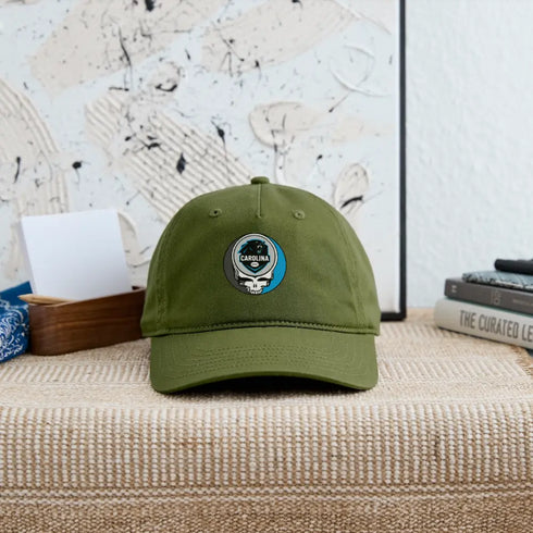 Carolina Panthers Grateful Dead Stealie Dad Hat - olive green