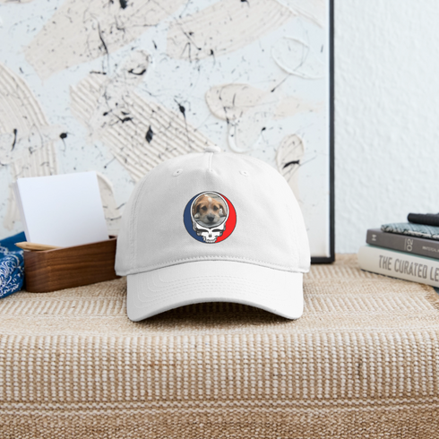 Custom Dog Stealie Grateful Dead Dad Hat (44) - white