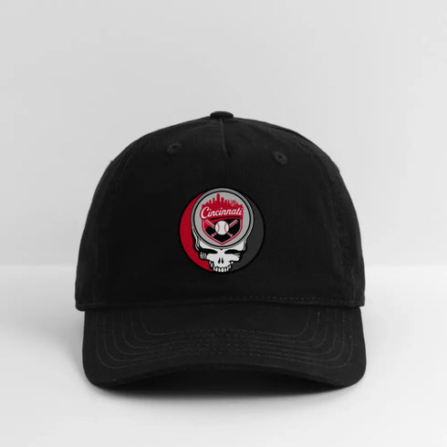 Cincinnati Reds Grateful Dead Stealie Dad Hat - black