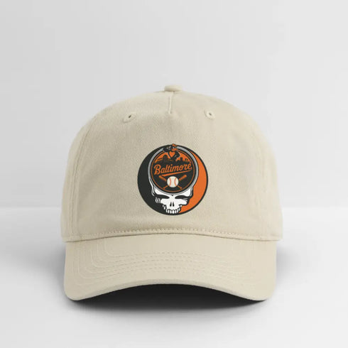 Baltimore Orioles Grateful Dead Stealie Dad Hat - khaki