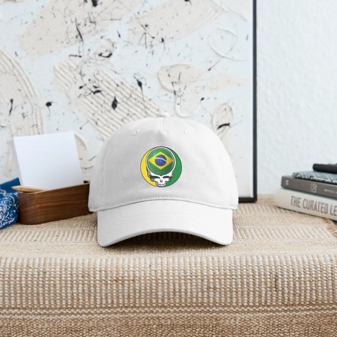 2026 Brazil World Cup Grateful Dead Stealie Dad Hat - white