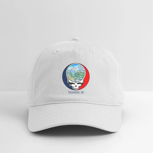 Telluride Trail Map Stealie Grateful Dead Dad Hat - white