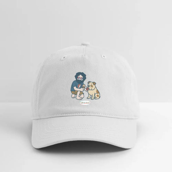Life is dead. Jerry and Frank Sharin' a Treat Grateful Dead Stealie Dad Hat - white