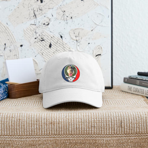 Custom Dog Stealie Grateful Dead Dad Hat (96) - white