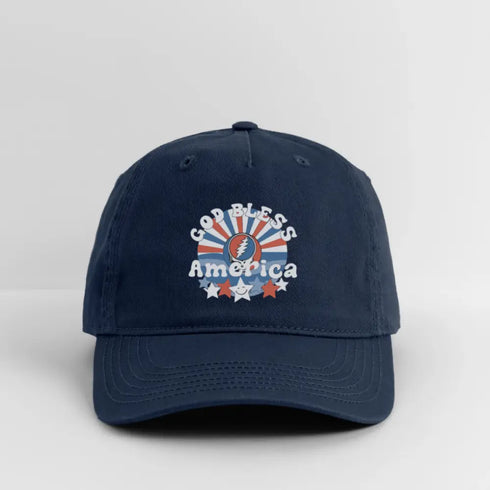 God Bless America Grateful Dead Stealie Dad Hat - navy
