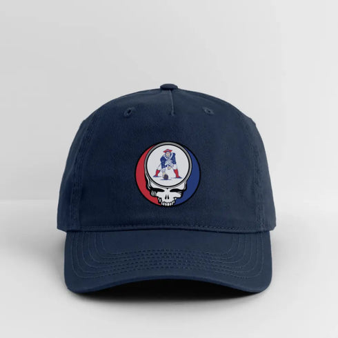 Retro Pat Patriot New England Patriots Grateful Dead Stealie Dad Hat - navy