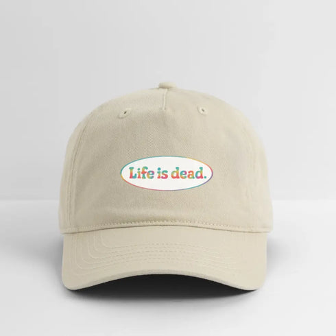 Life is dead. Signature Oval TieDye Stealie Grateful Dead Stealie Dad Hat - khaki
