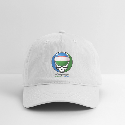 2026 Uzbekistan World Cup Grateful Dead Stealie Dad Hat - white