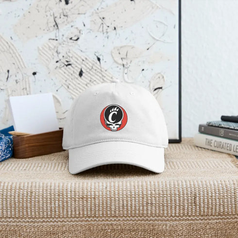 University of Cincinnati Grateful Dead Stealie Dad Hat - white