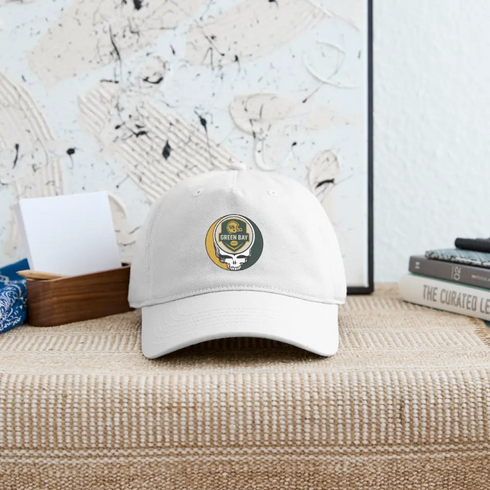 Green Bay Packers Grateful Dead Stealie Dad Hat - white