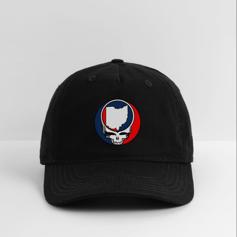 Ohio Map Stealie Grateful Dead Dad Hat - black