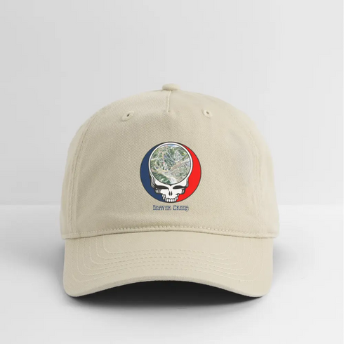 Beaver Creek Trail Map Stealie Grateful Dead Dad Hat - khaki