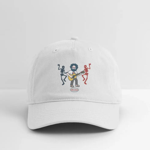 Life is dead. Jammin' Jerry Grateful Dead Stealie Dad Hat - white