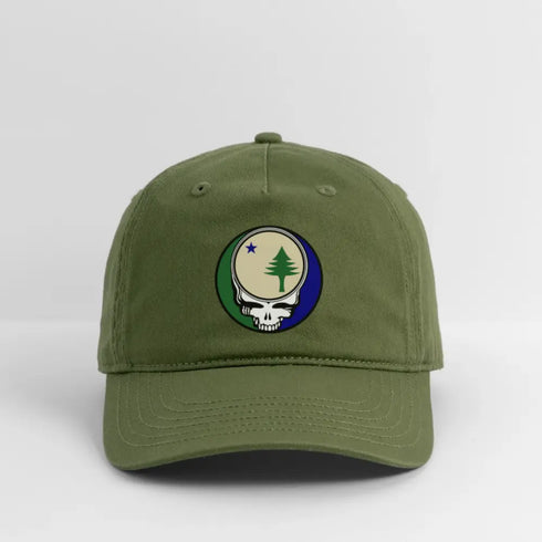 Maine Unofficial State Flag Stealie Grateful Dead Dad Hat - olive green