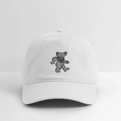 Grey Dancing Bear Grateful Dead Stealie Dad Hat - white