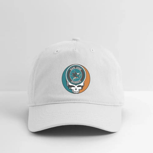 San Jose Sharks Grateful Dead Stealie Dad Hat - white