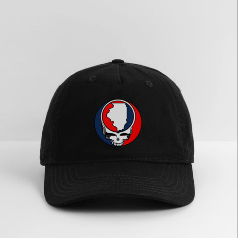 Illinois Map Stealie Grateful Dead Dad Hat - black