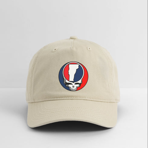 Vermont Map Stealie Grateful Dead Dad Hat - khaki