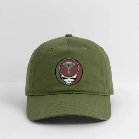 US Army Medical Service Grateful Dead Stealie Dad Hat - olive green