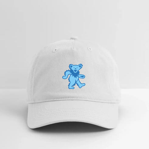 Blue Dancing Bear Grateful Dead Stealie Dad Hat - white