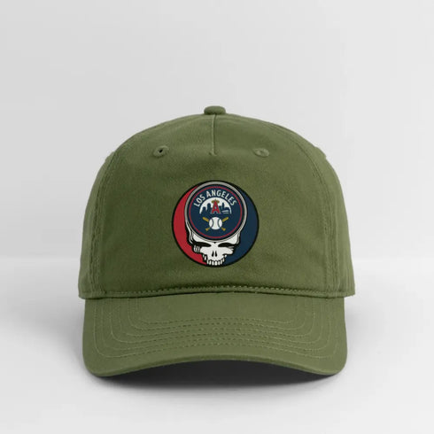 Los Angeles Angels Grateful Dead Stealie Dad Hat - olive green