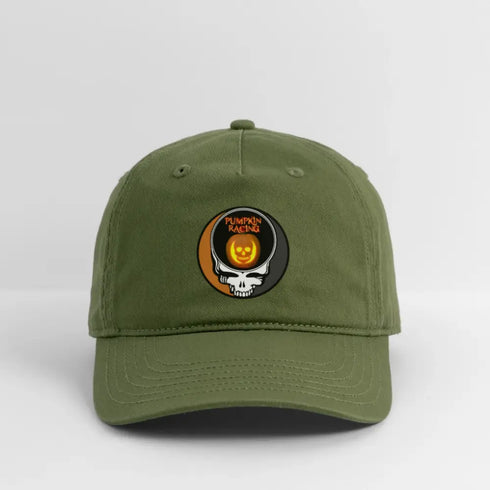 Pumpkin Racing Stealie Grateful Dead Dad Hat - olive green