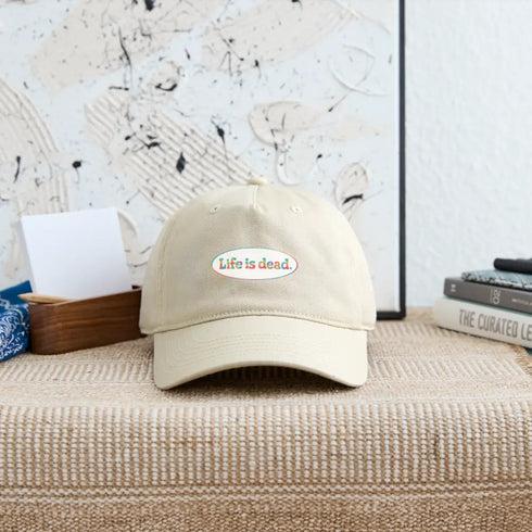 Life is dead. Signature Oval TieDye Stealie Grateful Dead Stealie Dad Hat - khaki