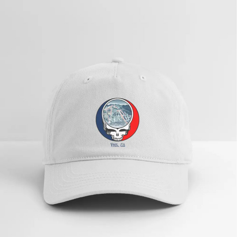 Vail Trail Map Stealie Grateful Dead Dad Hat - white