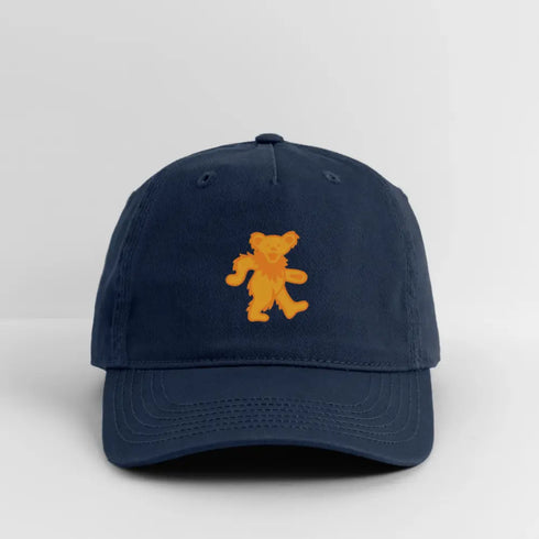 Orange Dancing Bear Grateful Dead Stealie Dad Hat - navy