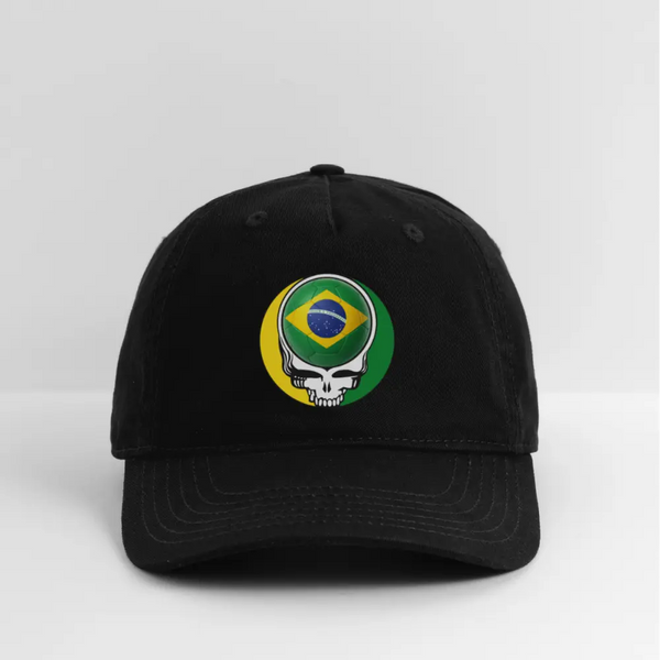 2026 Brazil World Cup Grateful Dead Stealie Dad Hat - black
