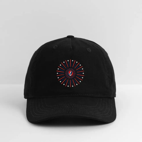 Stealie Fireworks Life is dead. Grateful Dead Stealie Dad Hat - black