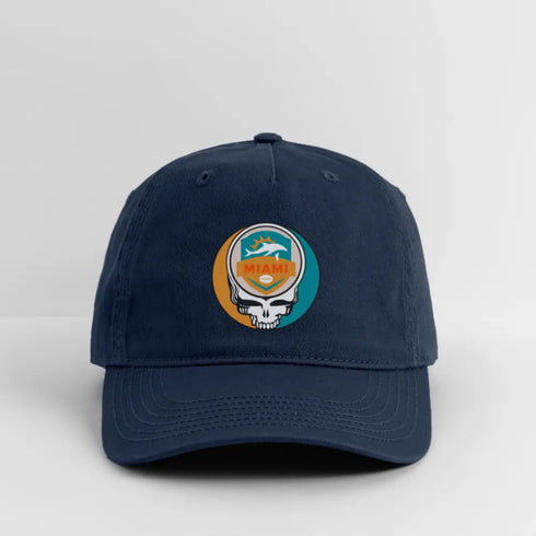 Miami Dolphins Grateful Dead Stealie Dad Hat - navy