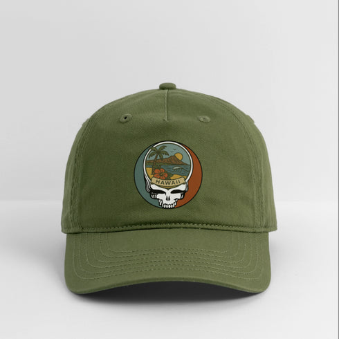 Hawaii Stealie Grateful Dead Dad Hat - olive green