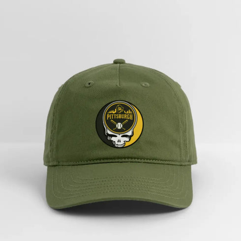 Pittsburgh Pirates Grateful Dead Stealie Dad Hat - olive green