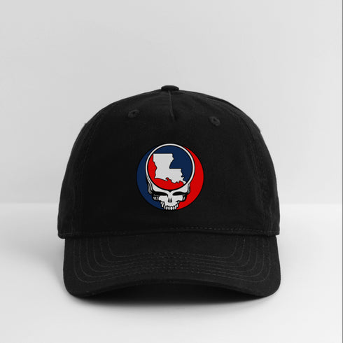 Louisiana Map Stealie Grateful Dead Dad Hat - black