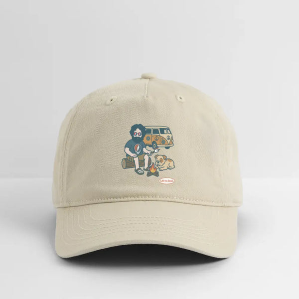 Life is dead. Jerry and Frank are Campin' Grateful Dead Stealie Dad Hat - khaki