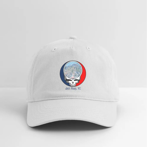 Jay Peak Trail Map Stealie Grateful Dead Dad Hat - white