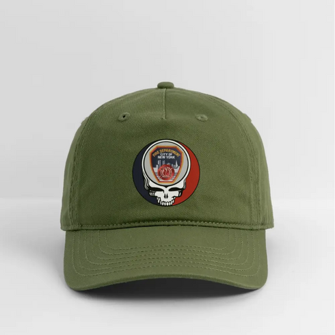 FDNY Stealie Grateful Dead Dad Hat - olive green