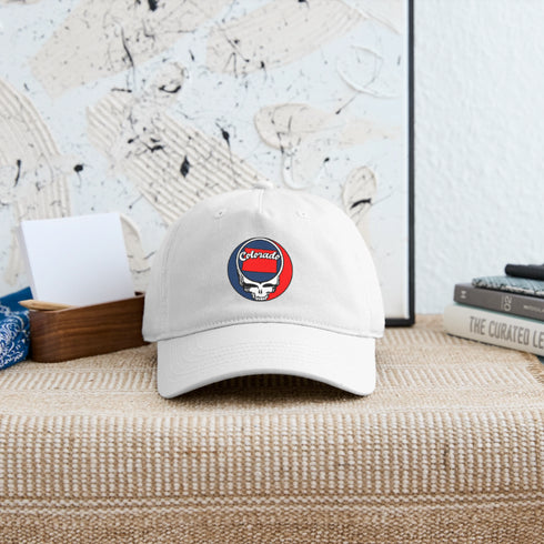 Colorado Map Stealie Grateful Dead Dad Hat - white