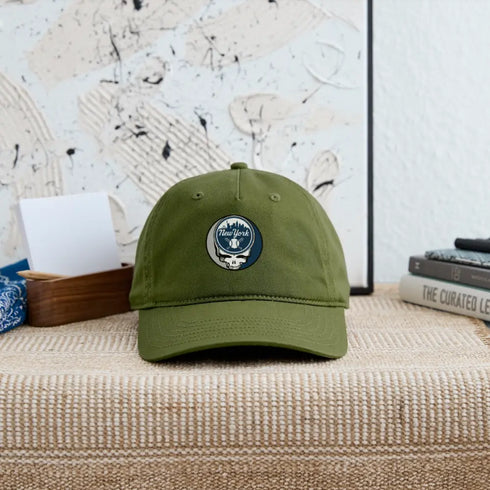 New York Yankees Grateful Dead Stealie Dad Hat - olive green