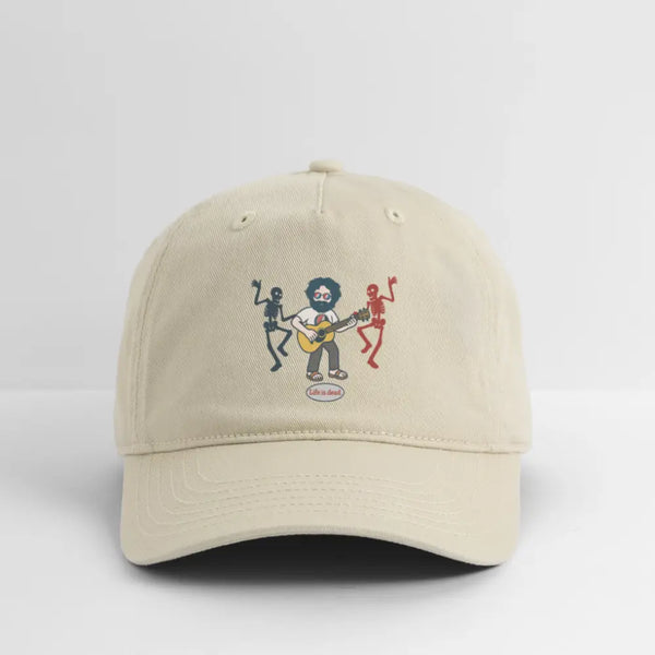 Life is dead. Jammin' Jerry Grateful Dead Stealie Dad Hat - khaki