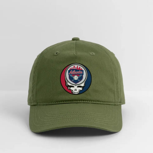 Atlanta Braves Grateful Dead Stealie Dad Hat - olive green