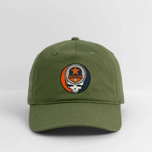 Houston Astros Grateful Dead Stealie Dad Hat - olive green