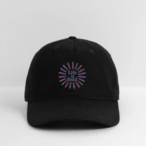 Life is dead. Red & Blue TieDye Sunburst Grateful Dead Stealie Dad Hat - black