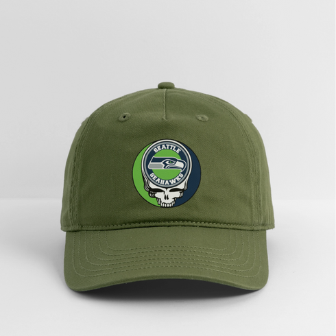 Seattle Seahawks Grateful Dead Stealie Dad Hat - olive green
