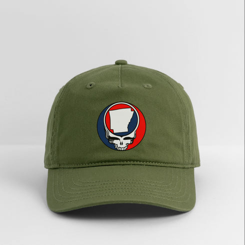 Arkansas Map Stealie Grateful Dead Dad Hat - olive green