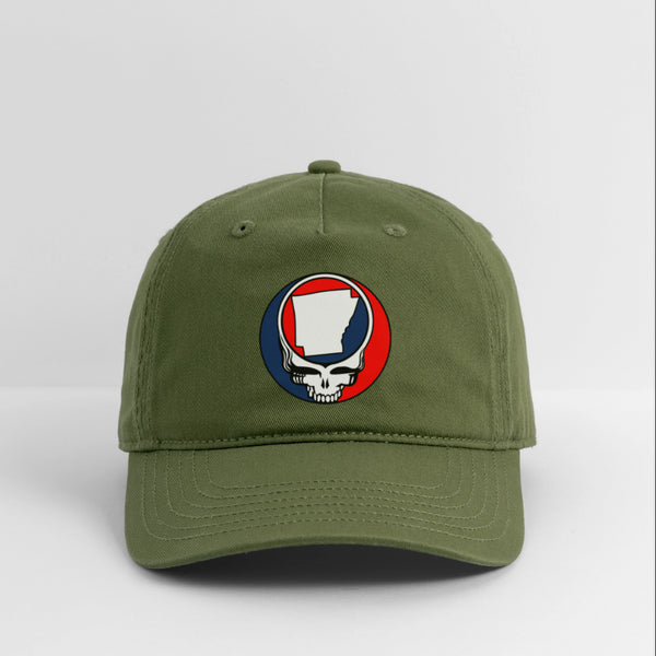 Arkansas Map Stealie Grateful Dead Dad Hat - olive green