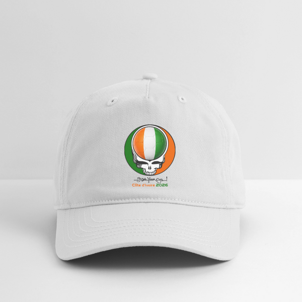 2026 Cote d'Ivoire World Cup Grateful Dead Stealie Dad Hat - white