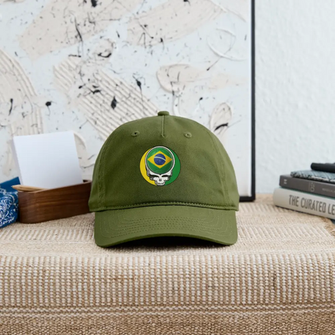 2026 Brazil World Cup Grateful Dead Stealie Dad Hat - olive green